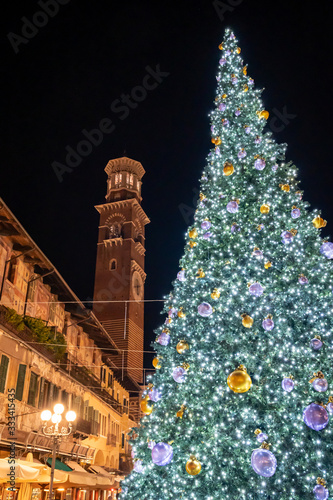 A view of Verona Italy Christmas tree