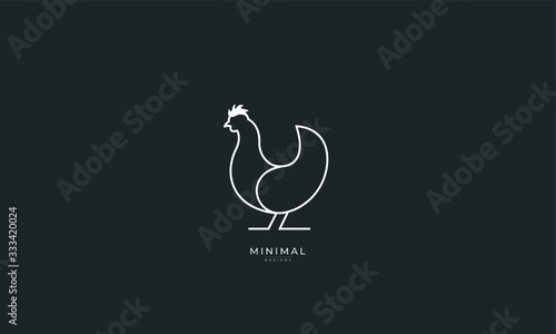 A line art icon logo of a CHICKEN, HEN, ROOSTER