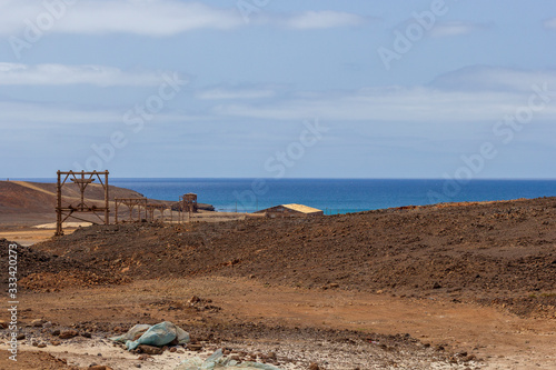 Salinas de Pedra de Lume, a low-elevation salt crater on the Island of Sal, Cape Verde