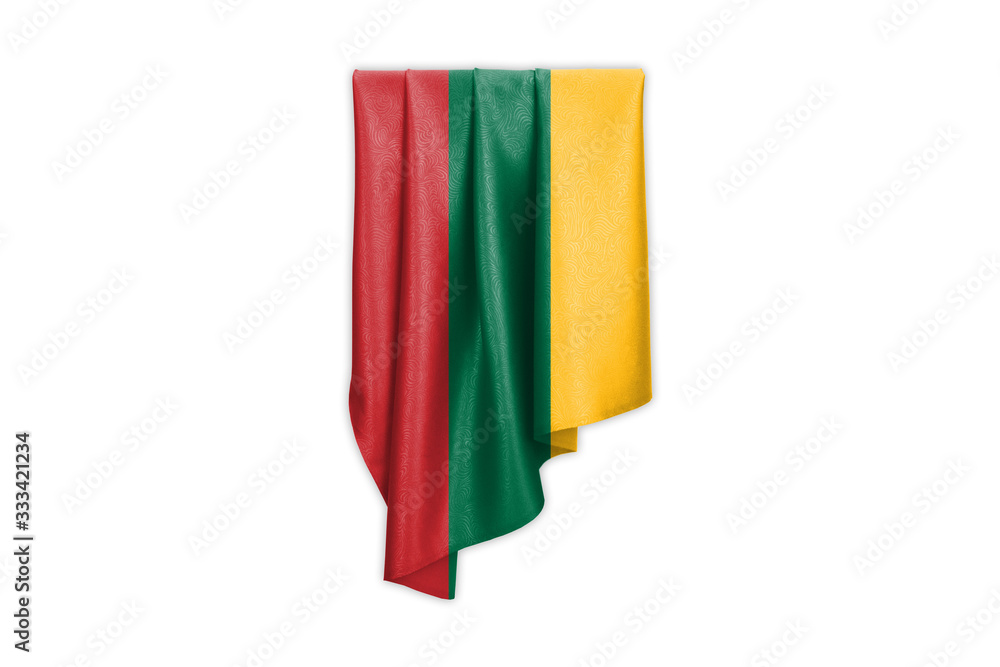 Lithuania Flag with a beautiful glossy silk texture with selection path - 3D Illustration