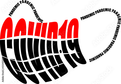 Covid-19 Coronavirus vector illustration design logo of  anti flu mask. Dangerous global spread  pandemic virus. Microbiology and virology concept.  