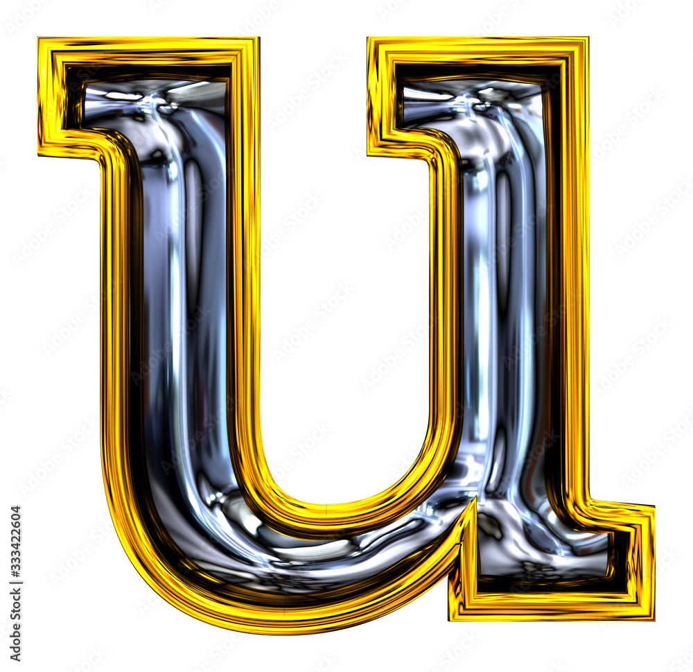 3D rendering. Lowercase Letter u. 3D rendering. Lowercase Letter u.