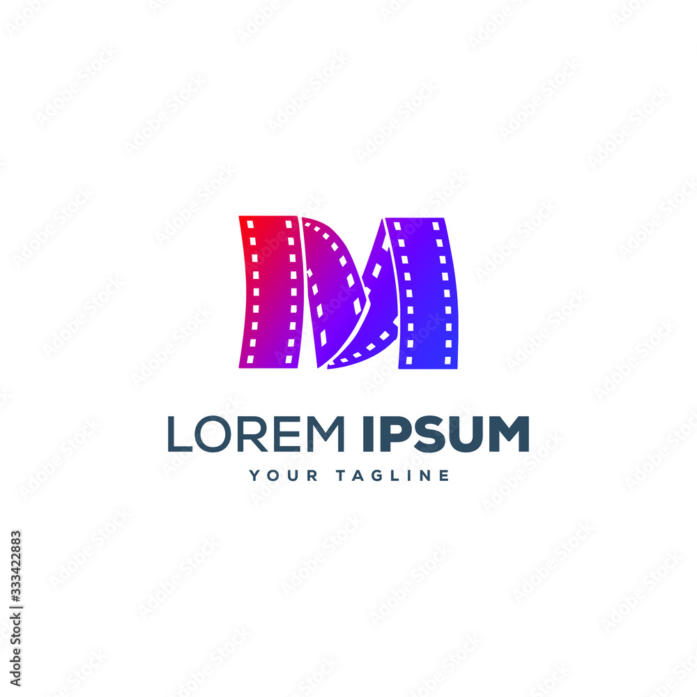 Movie m letter colorful logo design template