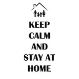 Coronavirus Covid-19, quarantine motivational poster. Family of adults and kids stay at home to reduce risk of infection and spreading the virus. Keep calm and stay home quote vector illustration.