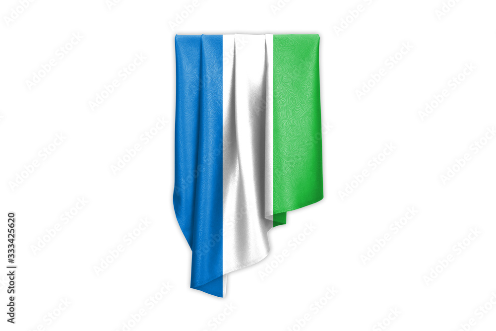 Sierra Leone Flag with a beautiful glossy silk texture with selection path - 3D Illustration