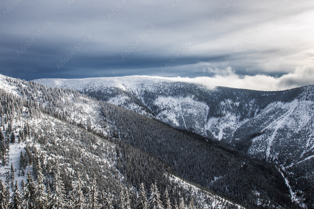 Wonderful winter landscape in Giant Mountains, Czech Republic