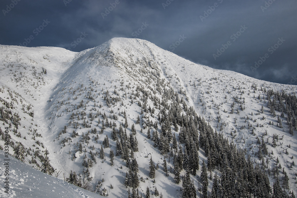 Beautiful winter landscapeby the Meadow Mountain in Giant Mountains, Czech Republic