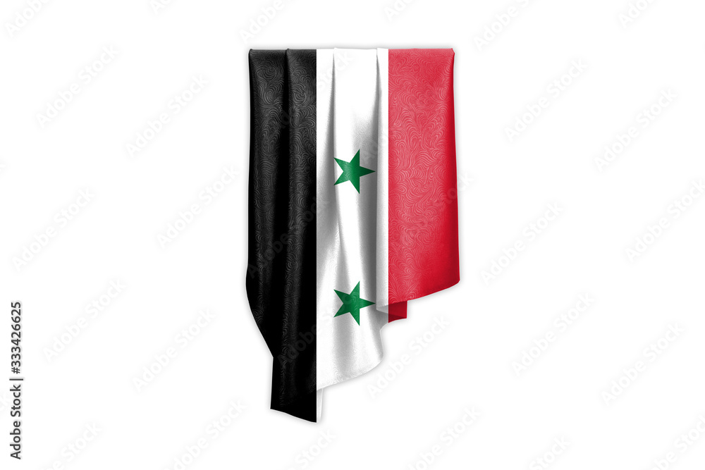 Syria Flag with a beautiful glossy silk texture with selection path - 3D Illustration
