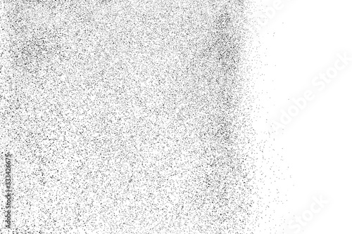 Black grainy texture isolated on white background. Dust overlay. Dark noise granules. Digitally generated image. Vector design elements. Illustration, Eps 10.