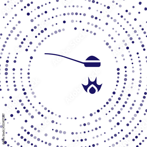 Blue Heroin in a spoon icon isolated on white background. Concept of drug addiction and dependence from the narcotic. Junkie lifestyle. Abstract circle random dots. Vector Illustration