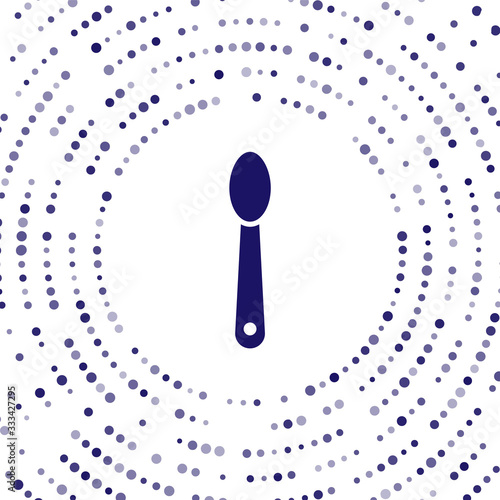 Blue Heroin in a spoon icon isolated on white background. Concept of drug addiction and dependence from the narcotic. Junkie lifestyle. Abstract circle random dots. Vector Illustration