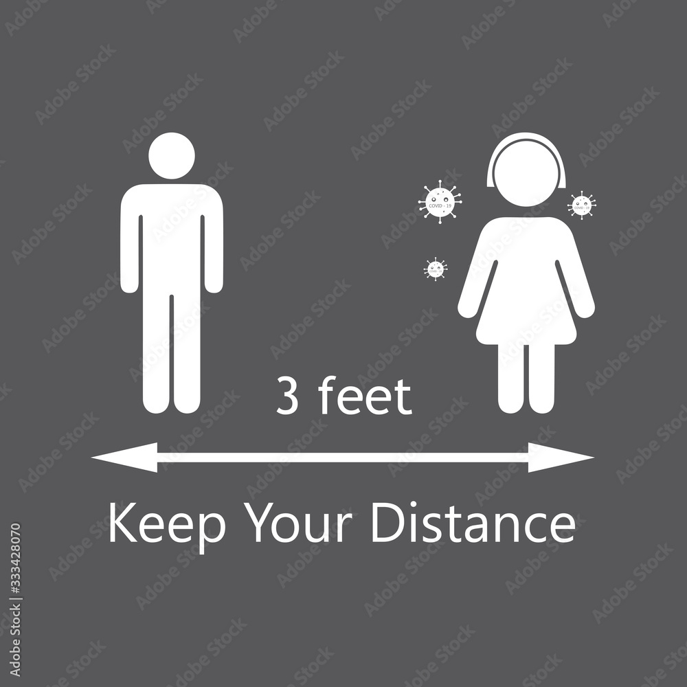 Social Distancing icon and Self Quarantine vector illustration Social Distancing icon and Self Quarantine vector illustration