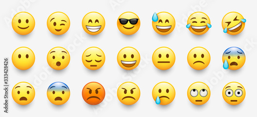 New modern emoticons set with different reactions for social network. 3D Vector illustration EPS10