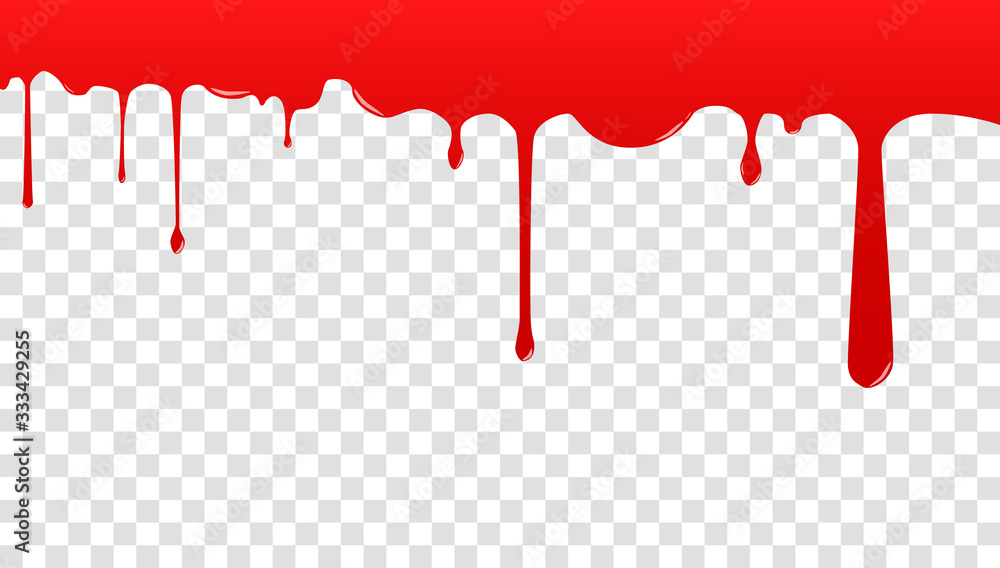 Red blood drips pattern. Dripping blood. Seamless pattern Current ink. Paint is dripping.