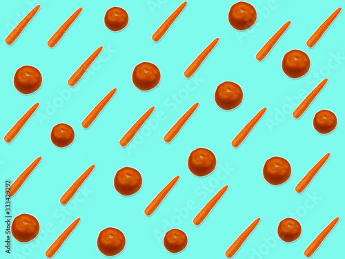 pattern of carrots and tomatoes vegan healthy lifestyle concept, background textures