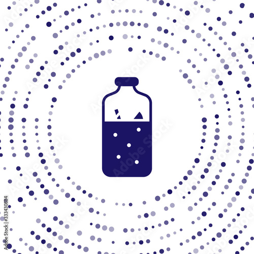 Blue Mulled wine with ingredients icon isolated on white background. Cinnamon stick, clove, lemon slice. Abstract circle random dots. Vector Illustration
