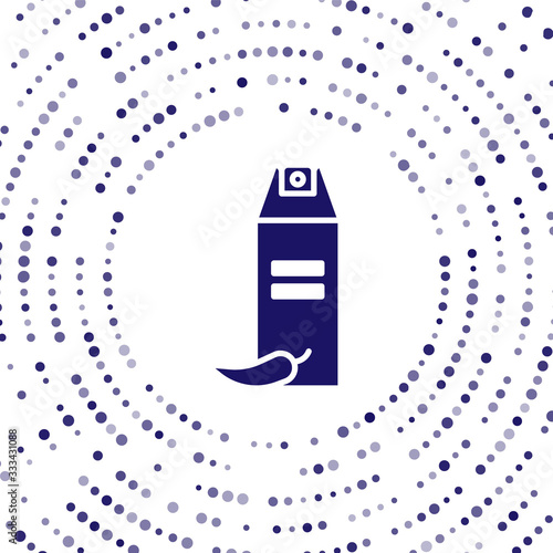 Blue Pepper spray icon isolated on white background. OC gas. Capsicum self defense aerosol. Abstract circle random dots. Vector Illustration