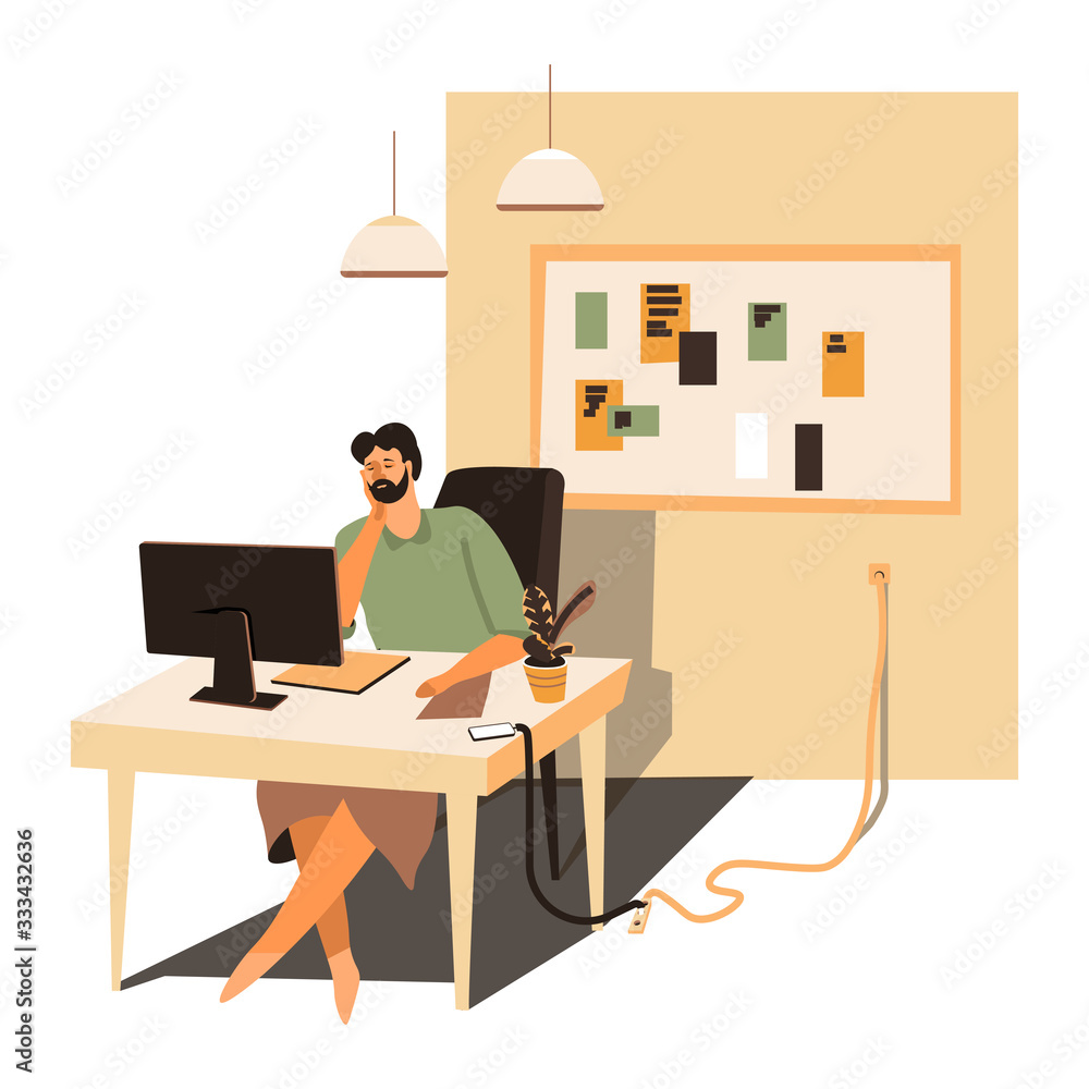 Designer freelancer working from home, student by laptop Designer freelancer working from home, student by laptop