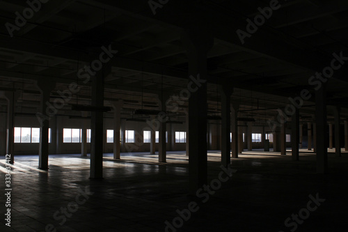 corridor with square columns in the warehouse