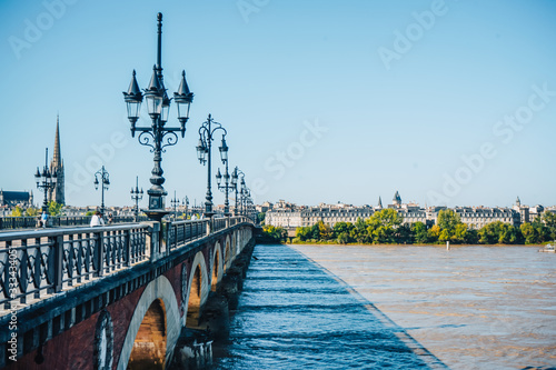 Pont de Pierre Bridge in Bordeaux photo