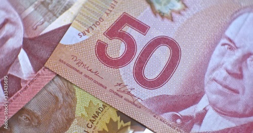 Canadian 50 Dollars close up. CAD currency.
