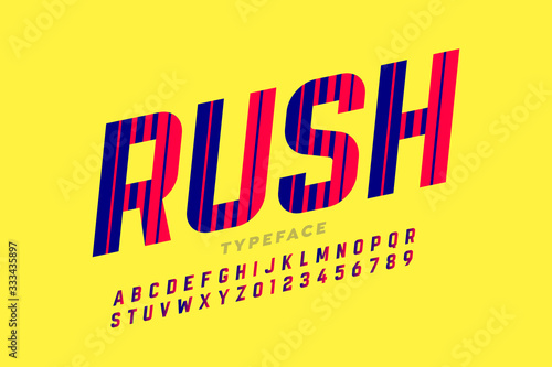 Speed style font design, alphabet letters and numbers