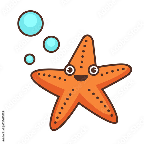 Starfish funny character, aquatic personage sea dweller vector