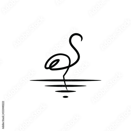 flamingo logo icon in trendy minimal line linear style