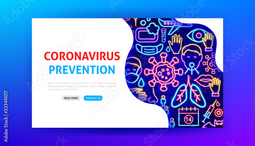 Coronavirus Prevention Neon Landing Page