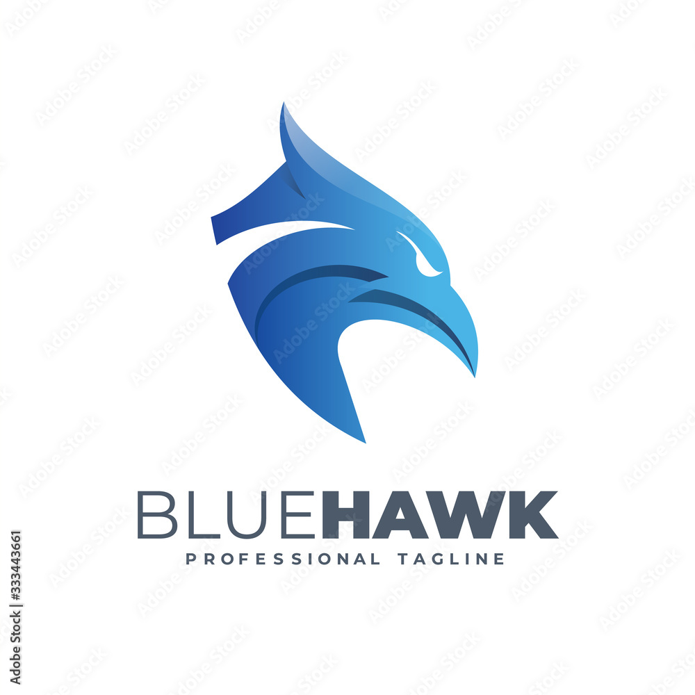 Blue Hawk Logo Vector Design Template. Eagle Head Logo. Bird Logo Stock ...