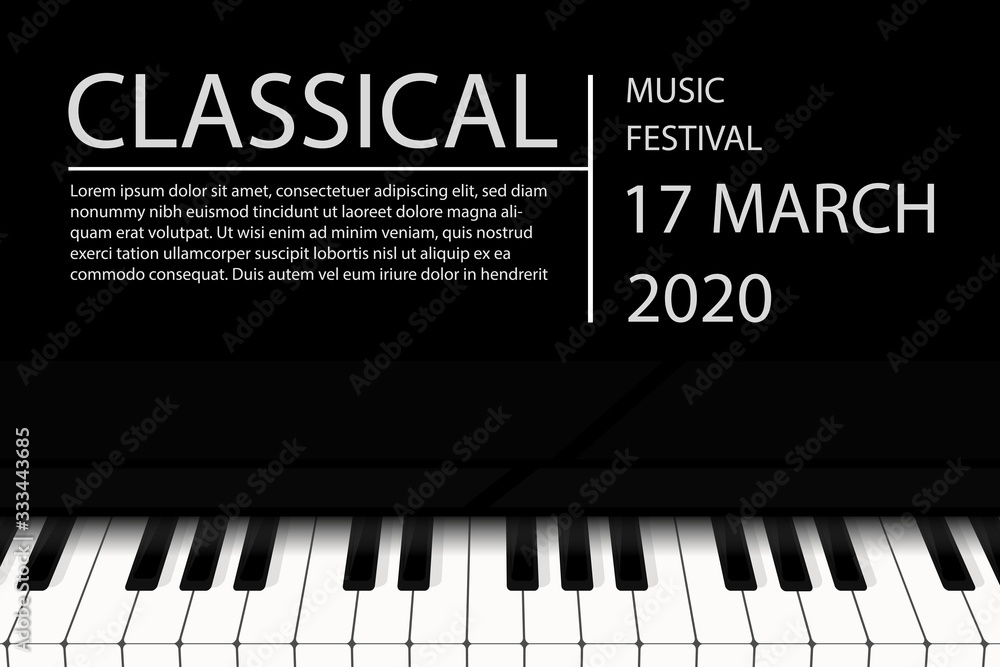 Fototapeta premium Creative vector illustration of piano keys. - Piano concert or live music concert poster design.