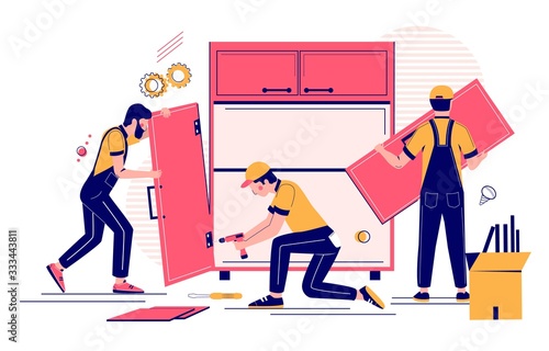 Furniture assembly vector concept for web banner, website page
