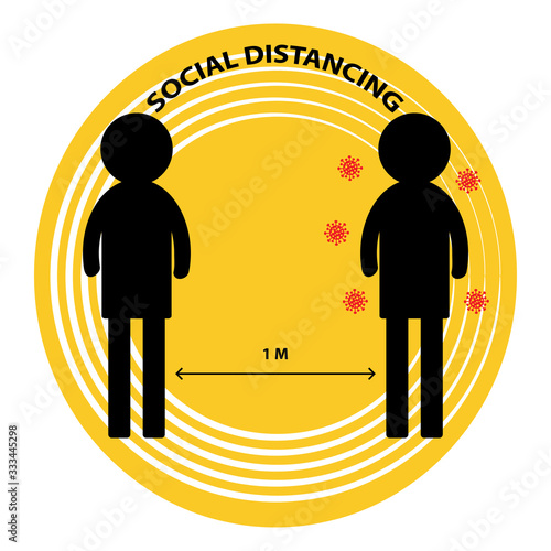 Social distance concept. Keep the 1 meter distance. 