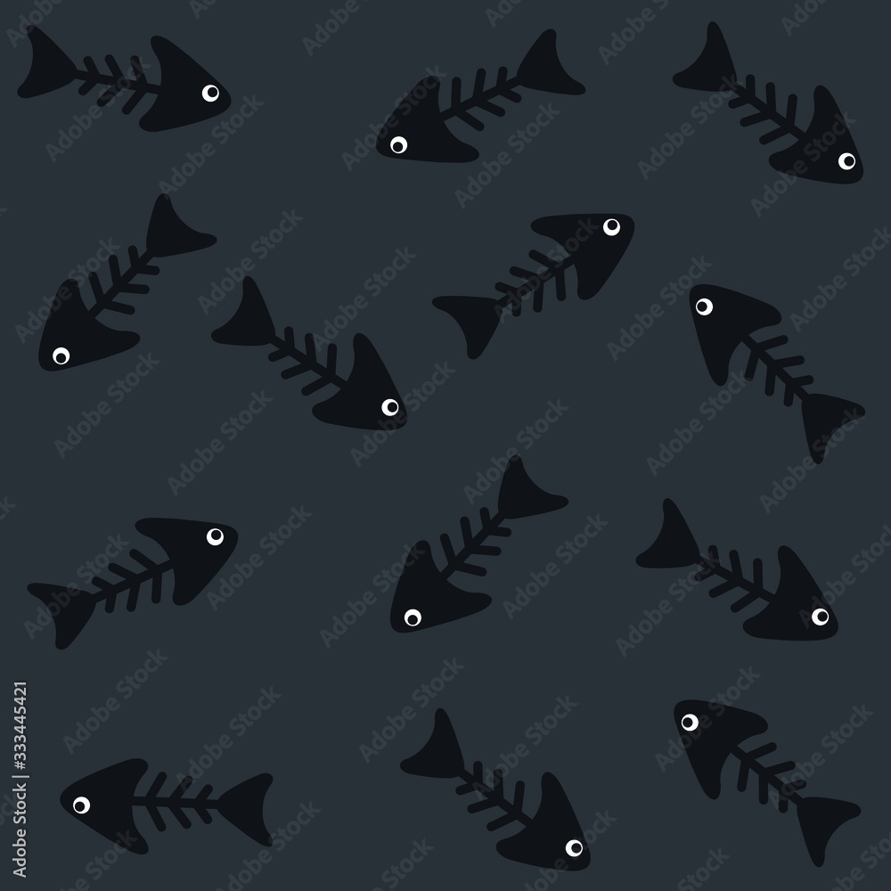 Naklejka premium skeleton fish, vector, art, illustration