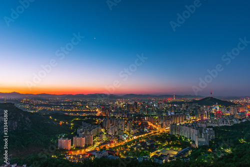 Downtown Seoul at night at yongmasan, Seoul Korea