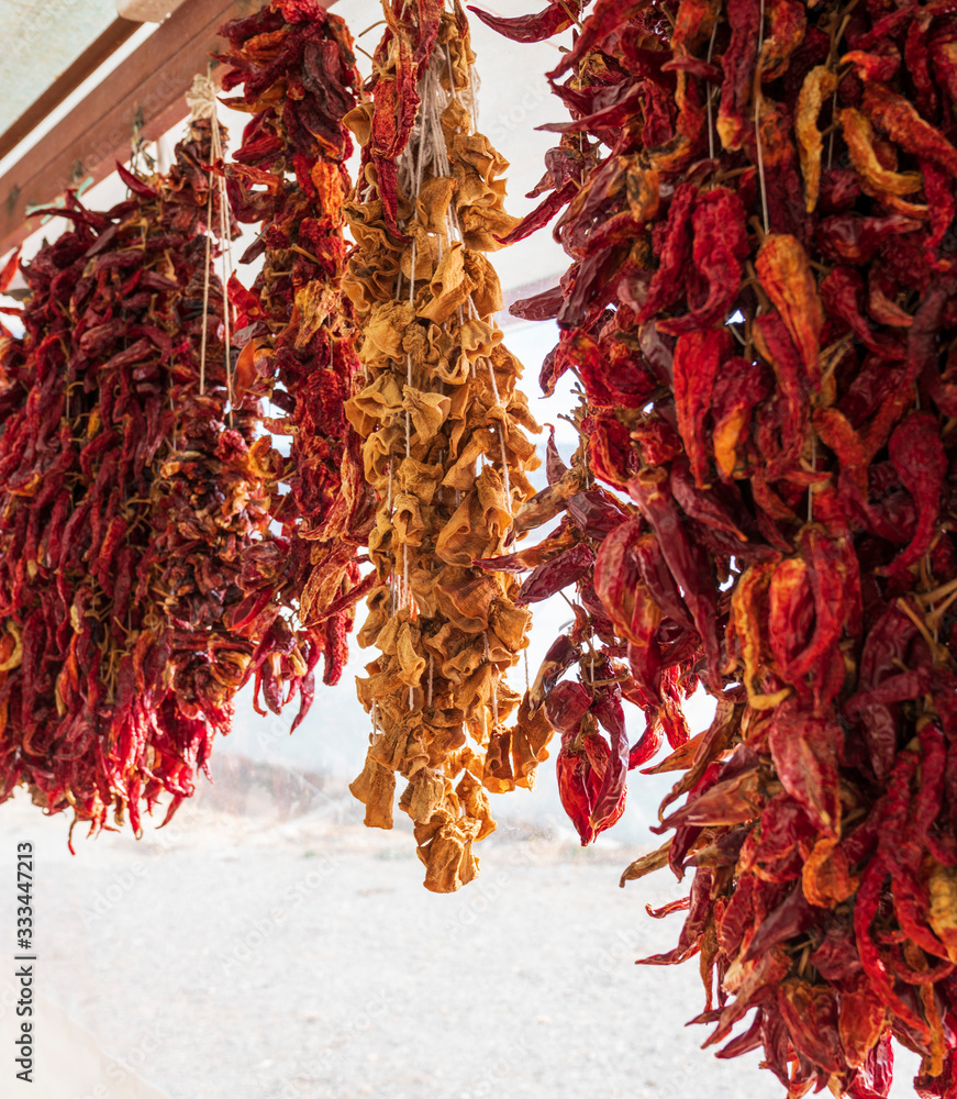 Naklejka premium Sun Dried Red Peppers 