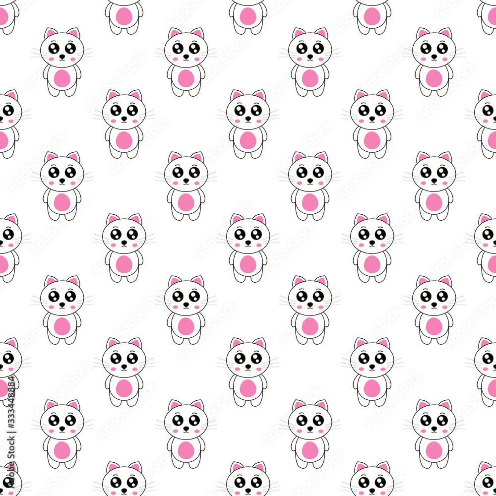 Seamless pattern cat cartoon .vector and illustration