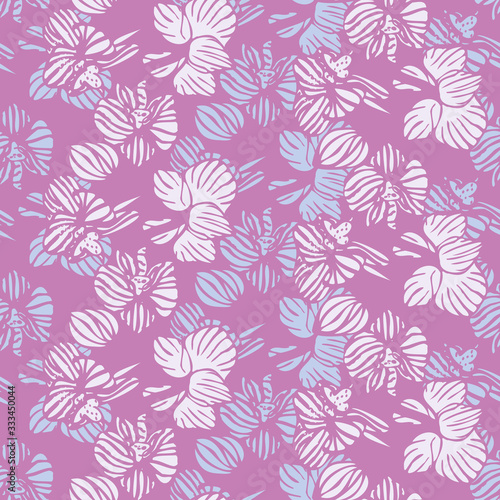 Violet orchids striped seamless vector pattern. Decorative girly surface print design with tropical flowers. For fabrics  backgrounds  cards  invitations  gift wrap  scrapbook paper  and packaging.