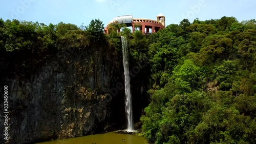 CURITIBA/PR, BRAZIL - August 28th, 2019. Going up on Tangua Park (Parque Tanguá). Aerial view. Sunny day.