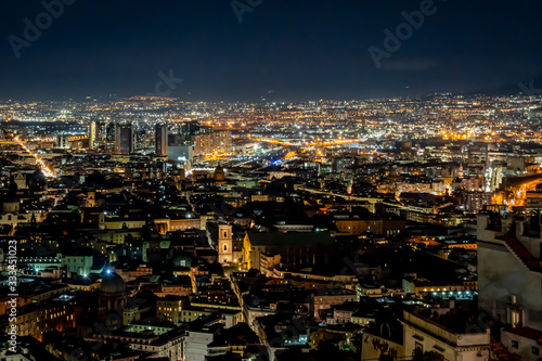 The beautiful city of Naples Italy at night