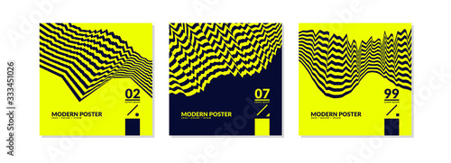 A set of music covers with abstract elements in a flat style. Template for the design.