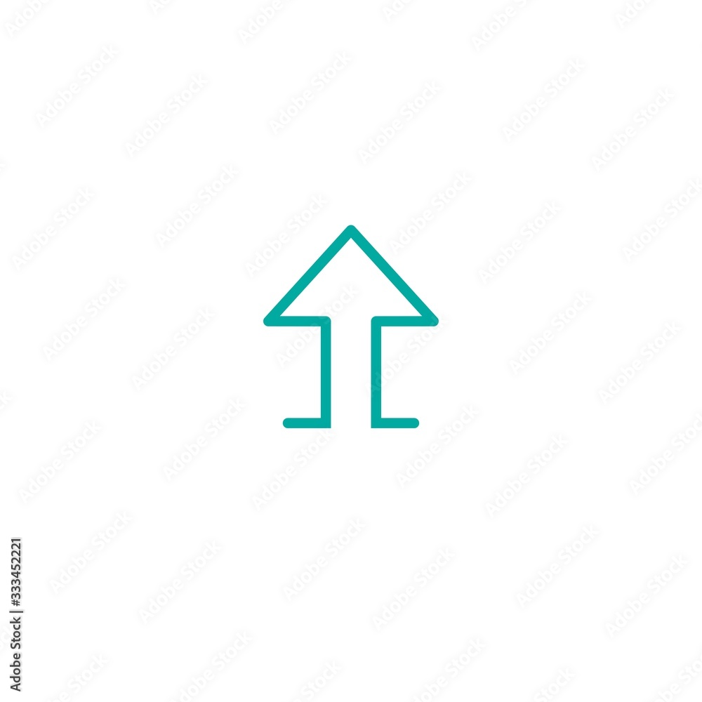 blue sharp arrow up. Line icon isolated on white. Upload icon. blue sharp arrow up. Line icon isolated on white. Upload icon.