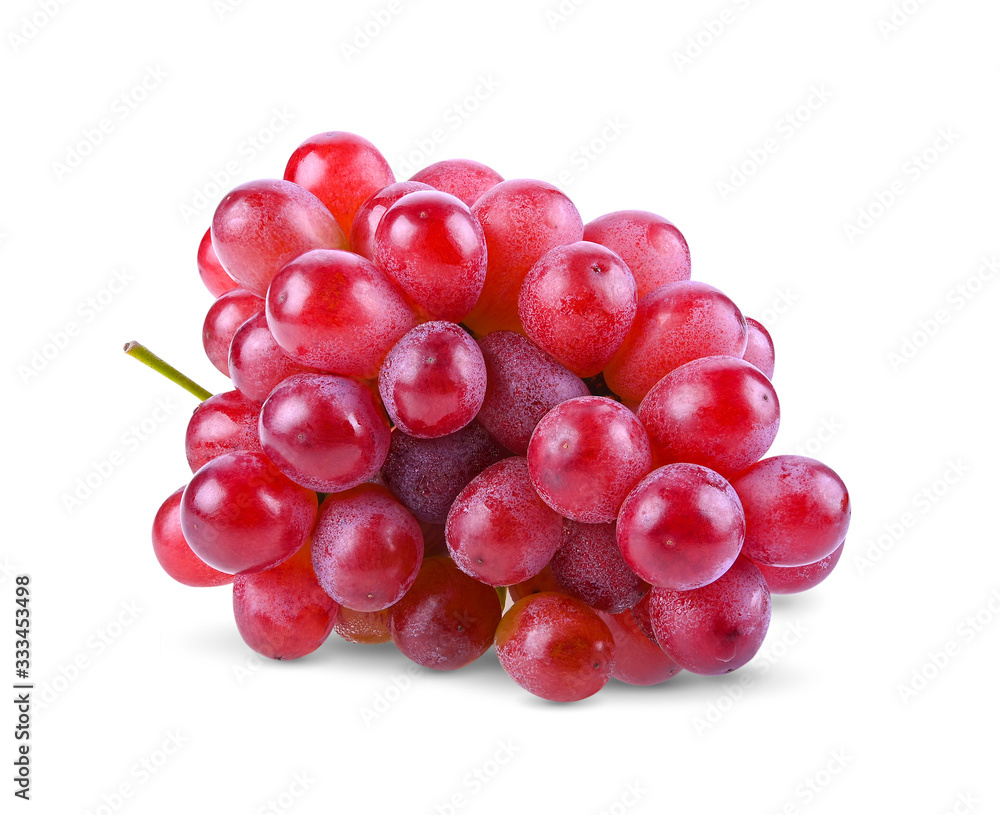 Red fresh grapes isolated on a white background.