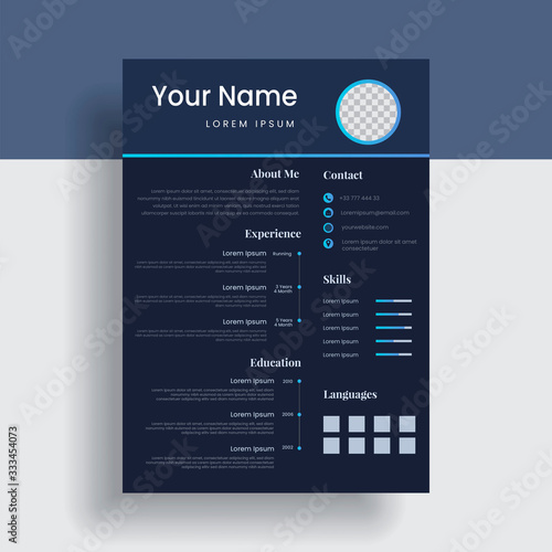 Dark resume template for your profile