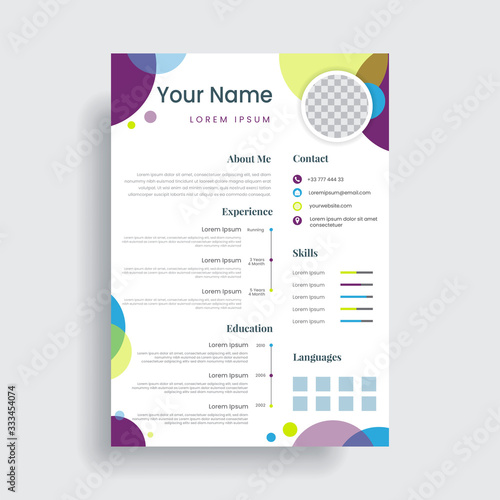 Colorful resume template for your profile