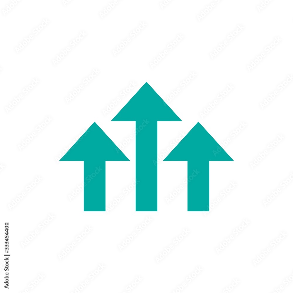 three blue arrows up icon. Isolated on white. three blue arrows up icon. Isolated on white.