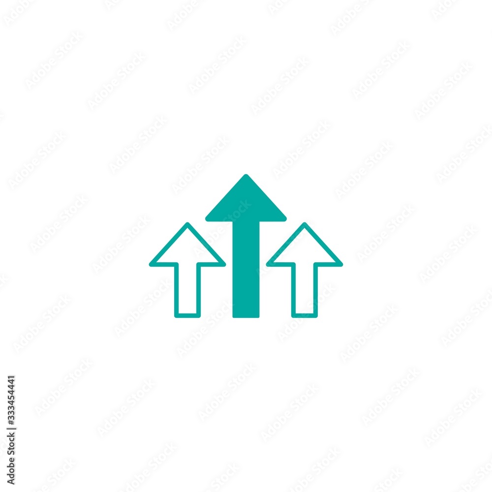 three blue arrows up icon. Isolated on white. three blue arrows up icon. Isolated on white.