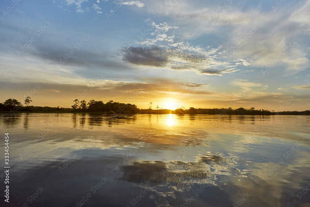 sunset over the Amazonas river 
