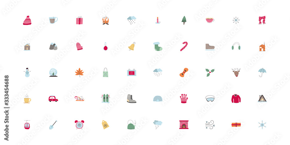 bundle of winter set icons bundle of winter set icons