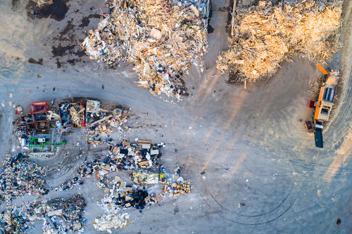 Aerial view of junkyard, Sweden.
